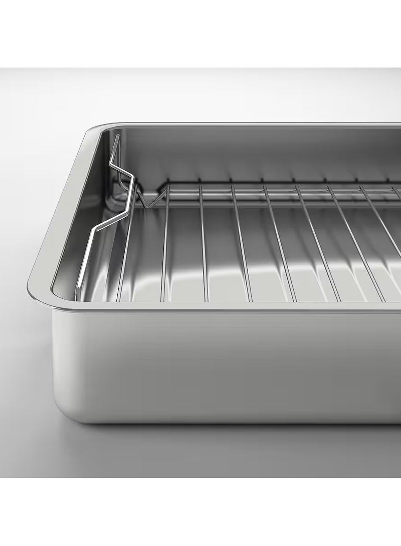 koncis Stainless Steel Roasting Tin with Grill Rack 40 x 32 cm – Heavy Duty Oven Roasting Pan for Chicken, Meat & Vegetables – Dishwasher Safe BBQ & Oven Tray - Image 5