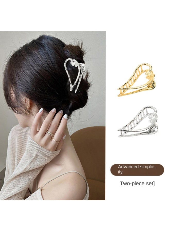 pincai 2-piece Set~summer Irregular Heart Hollow Out Hair Claw High-end Back Of The Head Updo Hair Clip Hair Accessories - Image 3