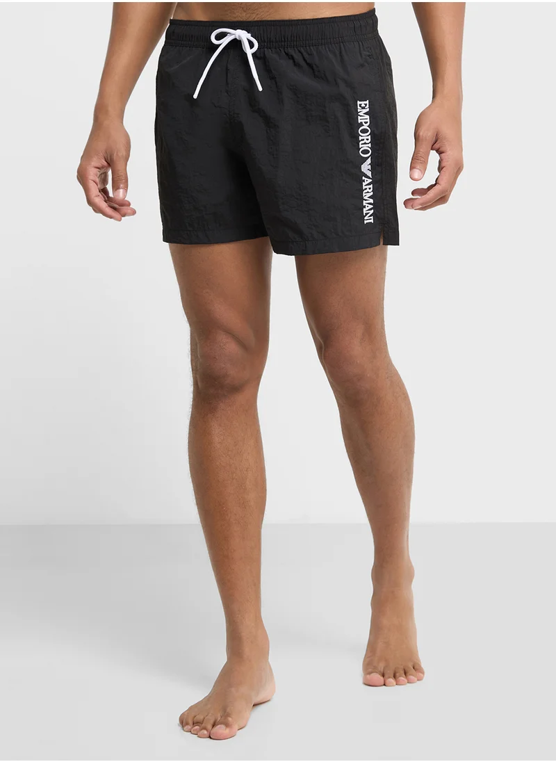 امبوريو ارماني Beachwear Logo  Drawstring Shorts