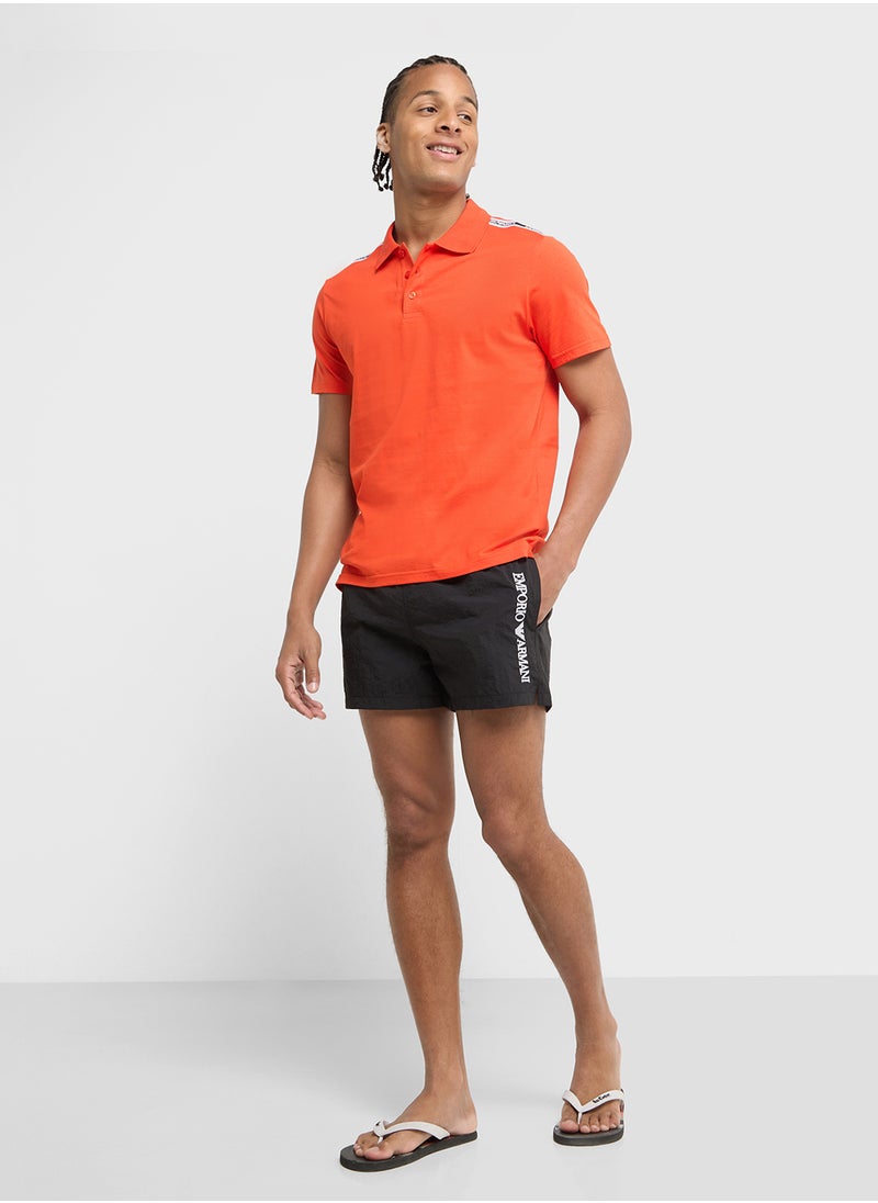 EMPORIO ARMANI - Beachwear Logo  Drawstring Shorts - Image 1