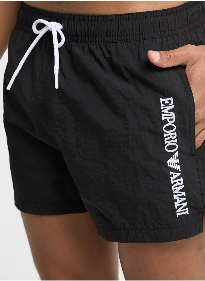 EMPORIO ARMANI Beachwear Logo  Drawstring Shorts