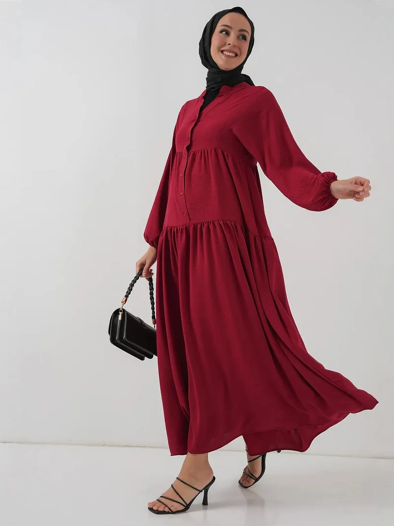 بيغ دارت BDART V-Neck Button Closure Relaxed Fit Maxi Dress