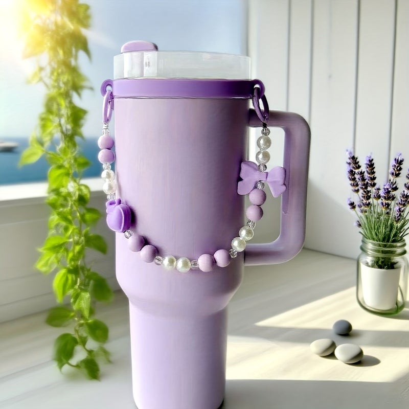 2Pcs Rose Red Water Bottle Carrier Heart Shaped French Bowknot With Faux Pearl Beads Fits 20 40 Oz Sports Bottles For Fitness Camping And Outdoor Activities - Image 2