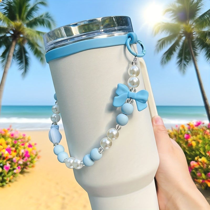 2Pcs Rose Red Water Bottle Carrier Heart Shaped French Bowknot With Faux Pearl Beads Fits 20 40 Oz Sports Bottles For Fitness Camping And Outdoor Activities - Image 3