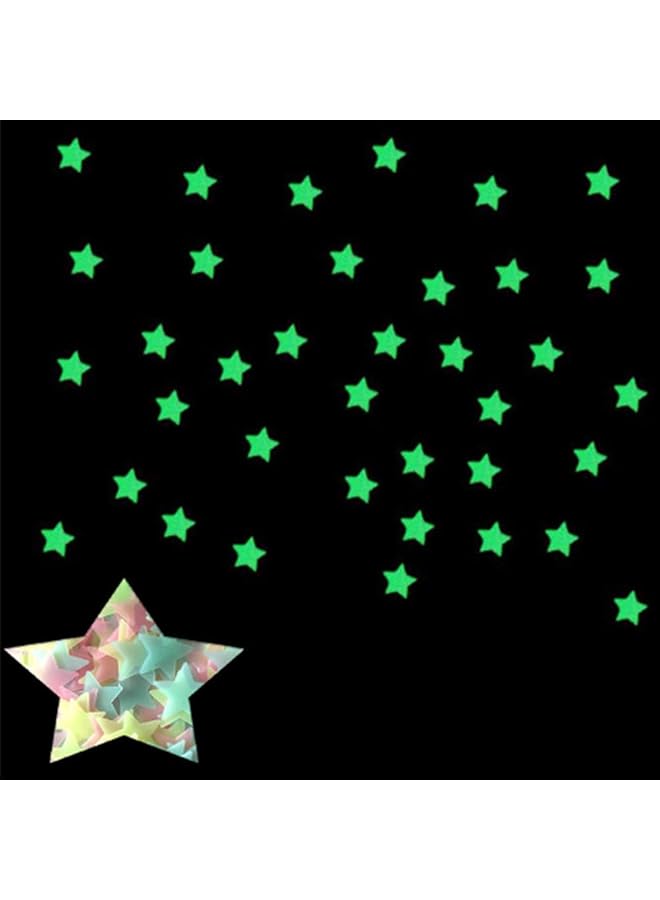 Decdeal Glow In The Dark 3D Stars Wall Stickers 100Pcs Luminous Fluorescent Plastic Wall Sticker For Kids Baby Room Bedroom Ceiling Home Decor - Image 3