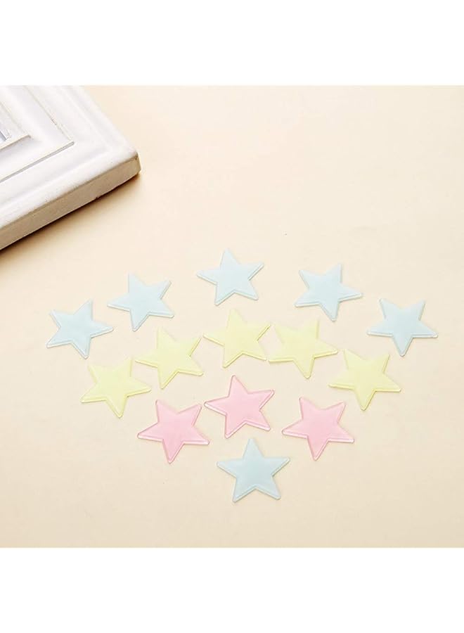 Decdeal Glow In The Dark 3D Stars Wall Stickers 100Pcs Luminous Fluorescent Plastic Wall Sticker For Kids Baby Room Bedroom Ceiling Home Decor - Image 4