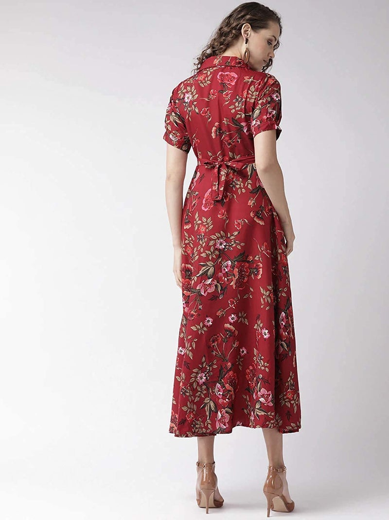 PATLANI Women Crepe Full Stiched Maxi Dress(Mexi-Maroon-XL) - Image 2