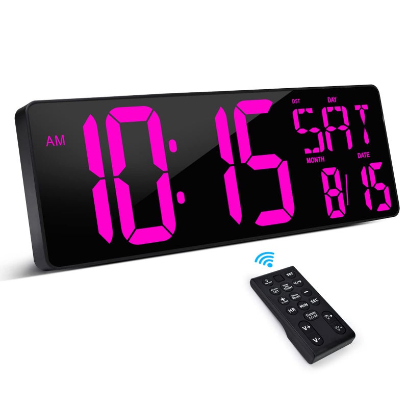 XREXS Large Digital Wall Clock with Remote Control 165 Inch LED Large Display Count Up  Down Timer Adjustable Brightness Alarm Clock with DayDateTemperature for Living Room Bedroom Office Gym