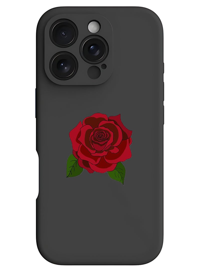Theodor iPhone 16 Pro Max Black Protective Slim Fit Case Liquid Silicone Cover with Full Body Protection Anti-Scratch Shockproof Case For iPhone - Rose 1  - Image 1