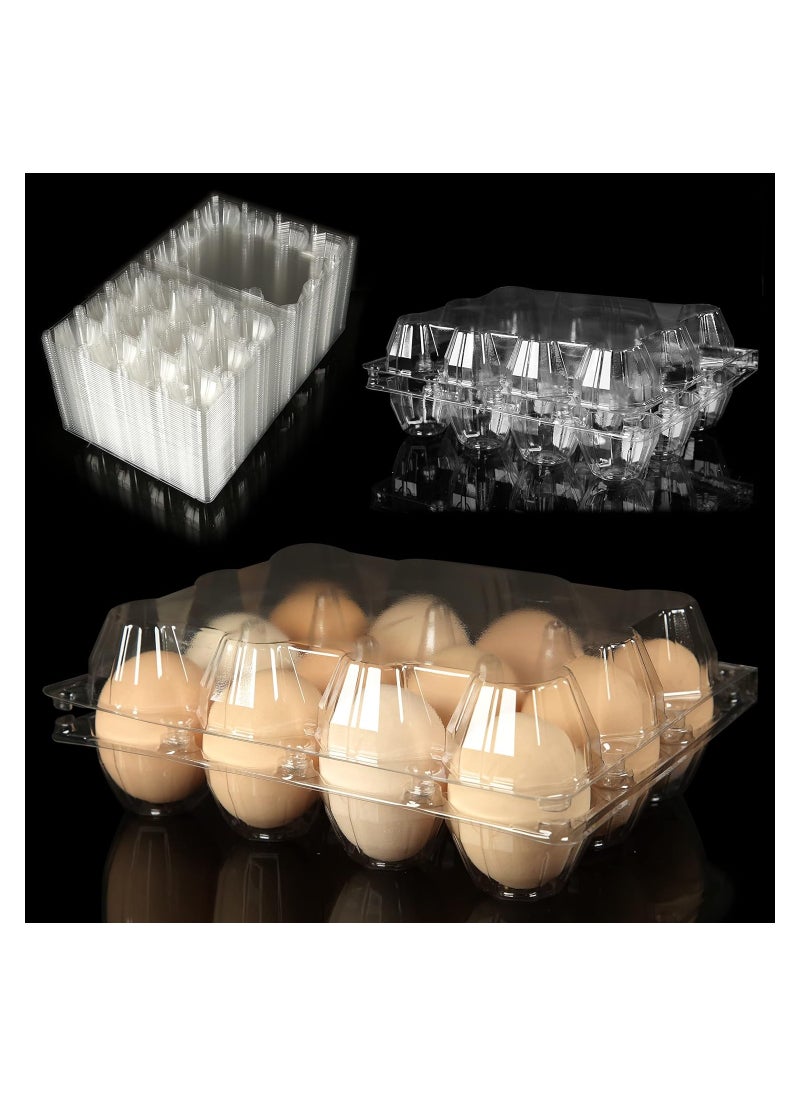 KASTWAVE Clear Plastic Egg Cartons Eco-friendly Egg Holder, Reusable Egg Cartons for 12 Eggs, Large Blank Egg Cartons for Chicken Farm Business Market Home Refrigerator Storage  - Image 1