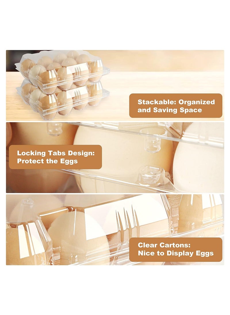 KASTWAVE Clear Plastic Egg Cartons Eco-friendly Egg Holder, Reusable Egg Cartons for 12 Eggs, Large Blank Egg Cartons for Chicken Farm Business Market Home Refrigerator Storage  - Image 4