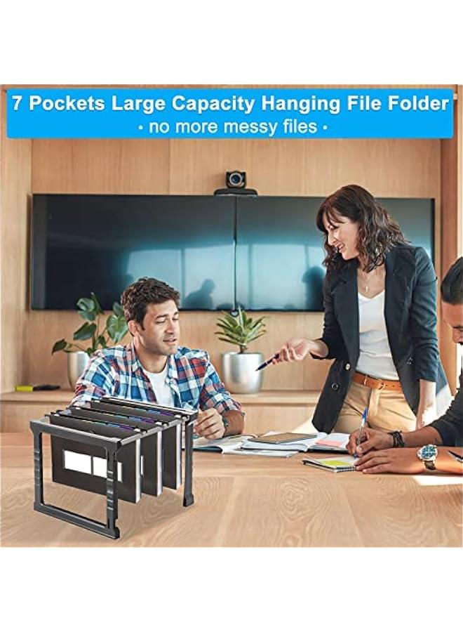 3 Pack Hanging File Folders Letter Size,  Large Capacity 7 Pockets Expandable File Folder with Multi-Color Tabs,Hanging File Organizer File Folders for Filing Cabinet Office School