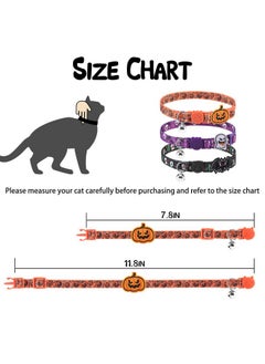 PUPTECK Halloween Cat Collar Breakaway With Bells  3 Pack Kitten Collar Outfit Adjustable For Girl Boy Small Pet Puppy Bunny Costume With Safety Buckle, Orange Purple Black  - Image 2
