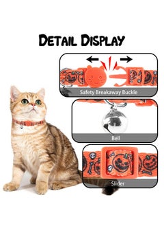 PUPTECK Halloween Cat Collar Breakaway With Bells  3 Pack Kitten Collar Outfit Adjustable For Girl Boy Small Pet Puppy Bunny Costume With Safety Buckle, Orange Purple Black  - Image 3