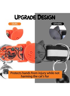 PUPTECK Halloween Cat Collar Breakaway With Bells  3 Pack Kitten Collar Outfit Adjustable For Girl Boy Small Pet Puppy Bunny Costume With Safety Buckle, Orange Purple Black  - Image 4