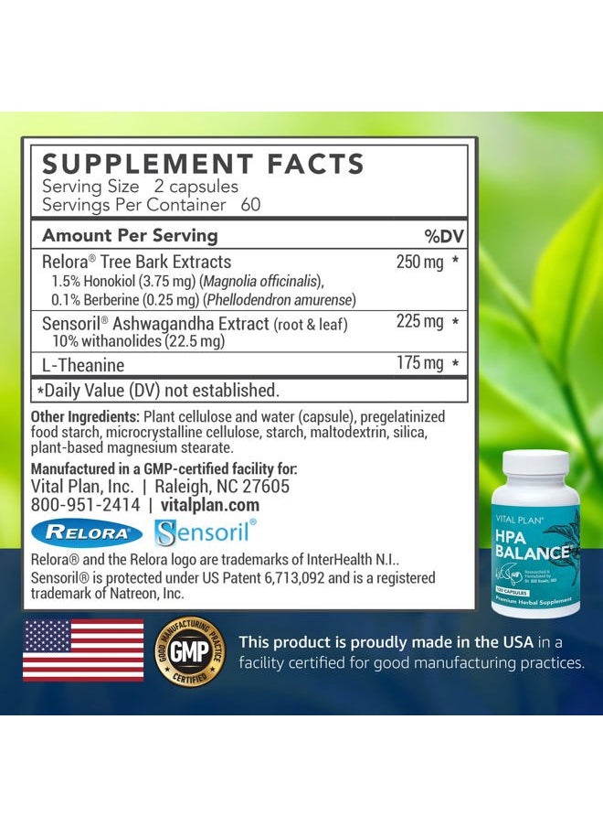Vital Plan - HPA Balance Adrenal Supplement by Dr. Bill Rawls - Adrenal, Mood & Hormone Support for Women & Men w/Sensoril® Ashwagandha, Relora & L-Theanine - Image 1