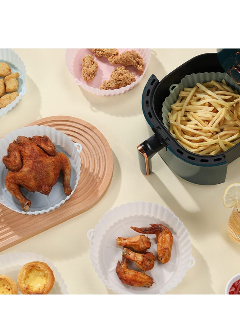 Zikra Air Silicone Fryer, 2 Pack Reusable Air Fryer, Food Grade Silicone Material for 6.3" Air Fryer Pans, NonStick, Oil Resistant, Food Grade Paper Lined Bake Microwave (Blue, Green) - Image 2