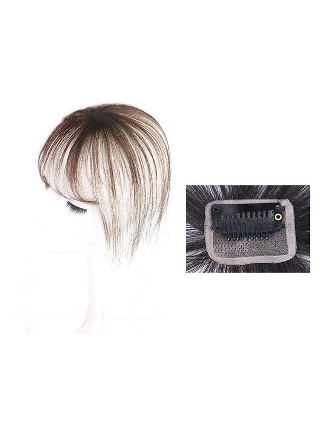 Remeehi Human Hair Bangs with Top Piece Clip in Seamless Topper&Fringe Extension Hand Made Light Brown - Image 4