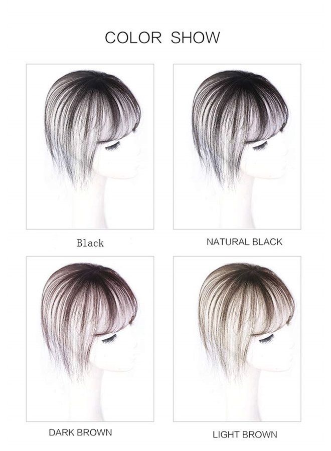 Remeehi Human Hair Bangs with Top Piece Clip in Seamless Topper&Fringe Extension Hand Made Light Brown - Image 3