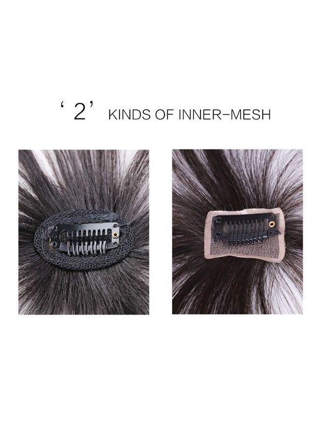 Remeehi Human Hair Bangs with Top Piece Clip in Seamless Topper&Fringe Extension Hand Made Light Brown - Image 2