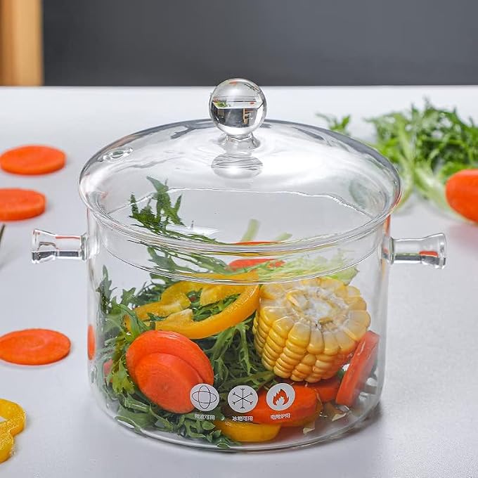 Unity Na 1500Ml Glass SaucepanThick Borosilicate Glass PotClear Glass Cooking PotHeat Resistant Glass Cooking PotMultiFunction Stew Pot With Cover StoveTop Cooking Pot For Kitchen - Image 5
