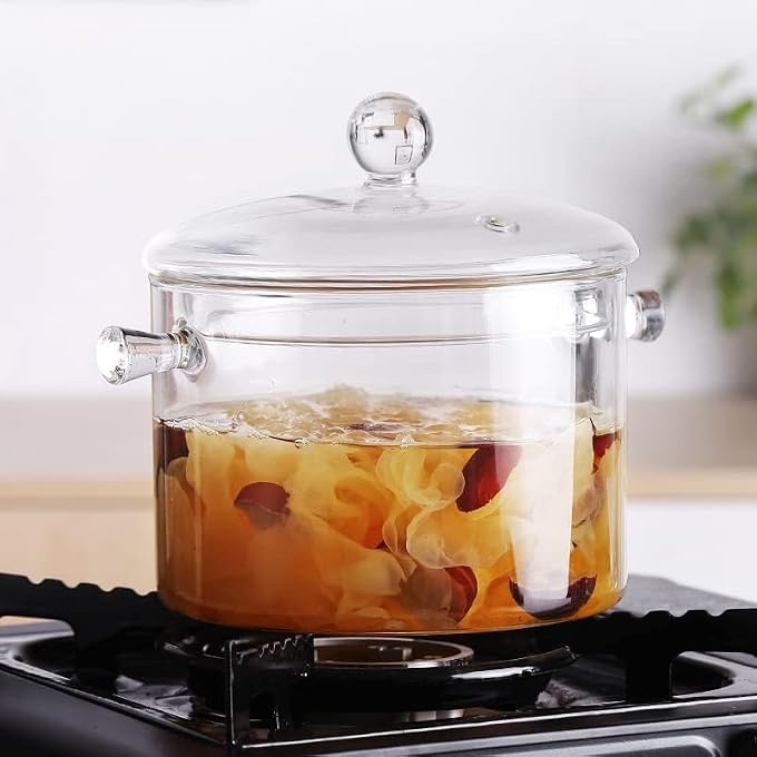 Unity Na 1500Ml Glass SaucepanThick Borosilicate Glass PotClear Glass Cooking PotHeat Resistant Glass Cooking PotMultiFunction Stew Pot With Cover StoveTop Cooking Pot For Kitchen - Image 2
