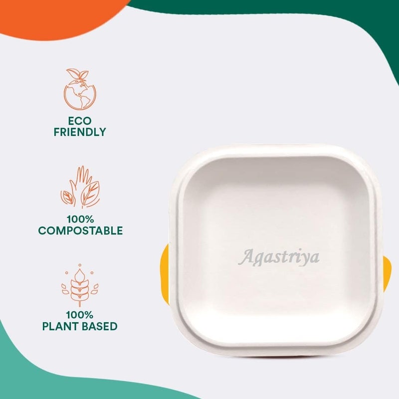 AGASTRIYA Disposable Bagasse Plates 10 Inches EcoFriendly Biodegradable Sugarcane Paper Plates 75 Pieces Serving Snacks Dinner Microwave Refrigerator Safe - Image 3