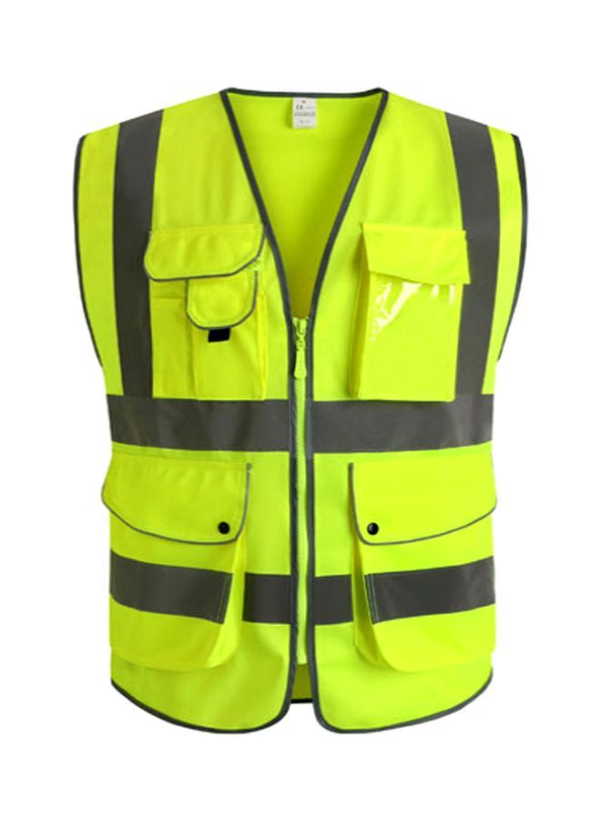 NIBEMINENT Reflective Safety Vest Fluorescent Yellow/Grey L - Image 1