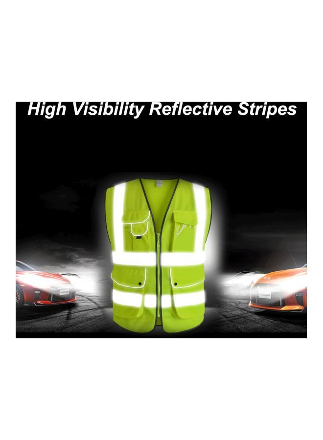 NIBEMINENT Reflective Safety Vest Fluorescent Yellow/Grey L - Image 3