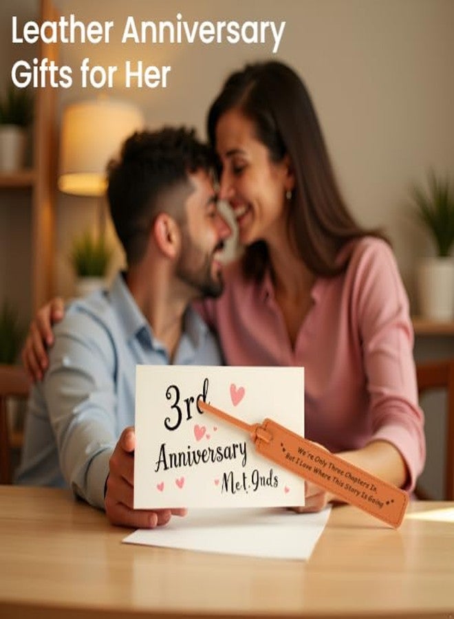 Aeonovs 3 Year Anniversary Wedding Gift for Wife, Leather Bookmark Gifts for Her Him, Leather Gifts for 3rd Anniversary, Sweetest Day Birthday for Girlfriend, 3 Years Wedding Decorations - Image 2