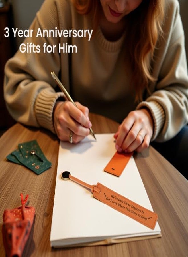 Aeonovs 3 Year Anniversary Wedding Gift for Wife, Leather Bookmark Gifts for Her Him, Leather Gifts for 3rd Anniversary, Sweetest Day Birthday for Girlfriend, 3 Years Wedding Decorations - Image 3