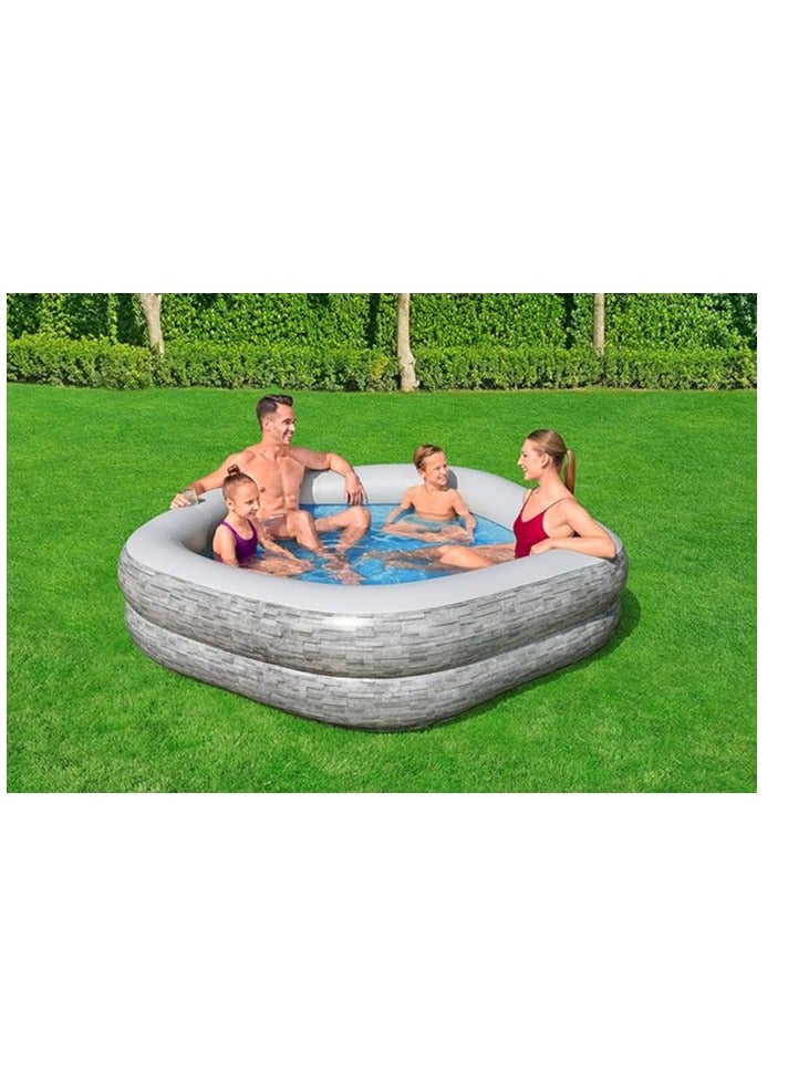 بست واي حمام سباحة عائلي - حمام سباحة كبير قابل للنفخ للعائلات والأصدقاء، متين وواسع للاستمتاع بالأنشطة الخارجية // تصميم واسع: حجم كبير للعائلات والمجموعات، مما يسمح للجميع بالاستمتاع بالوقت الذي يقضونه في حمام السباحة معًا. - Image 2