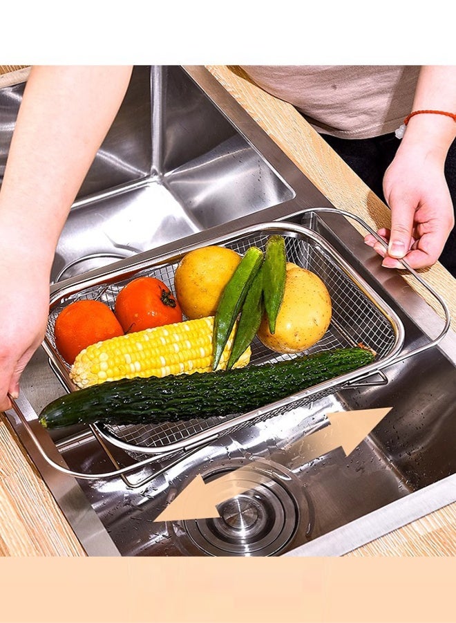 wowofa Stainless Steel Sink Colander Strainer  Serving Basket   Drain basket, kitchen sink can be extended and retracted, vegetable washing basin, drain rack, multifunctional tablewarebowls ack and chopsticks drain rack - Image 4