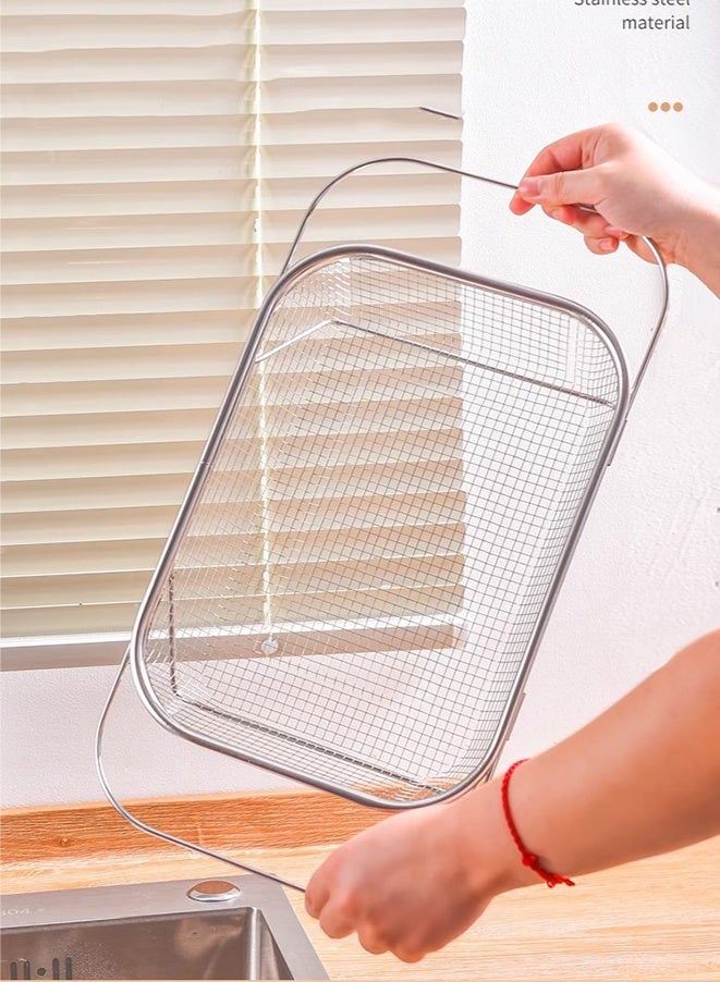 wowofa Stainless Steel Sink Colander Strainer  Serving Basket   Drain basket, kitchen sink can be extended and retracted, vegetable washing basin, drain rack, multifunctional tablewarebowls ack and chopsticks drain rack - Image 5