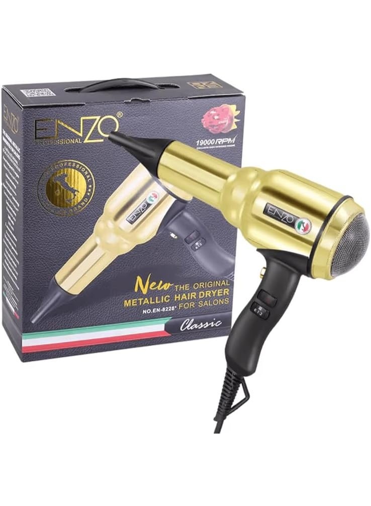 ENZO Professional مجفف شعر إنزو EN-8228 2000 واط احترافي (ذهبي) - النسخة الدولية - Image 1