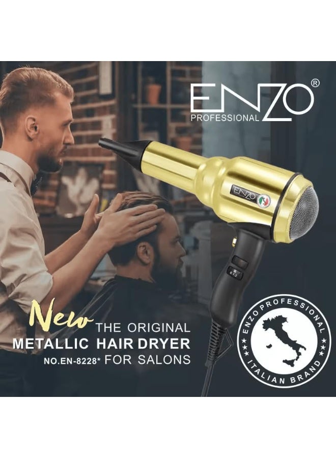 ENZO Professional مجفف شعر إنزو EN-8228 2000 واط احترافي (ذهبي) - النسخة الدولية - Image 2