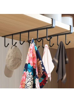LIMBANI BROTHERS LIMBANI BROTHERS Mug Hooks Under Cabinet Cups Wine Glasses Storage HookMulti Function Under Cabinet Kitchen Metal Hook Organizer Holder for Kitchen Cabinets Storage Black Pack of 2  - Image 1