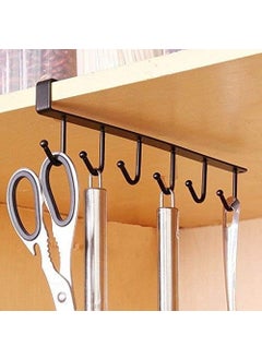 LIMBANI BROTHERS LIMBANI BROTHERS Mug Hooks Under Cabinet Cups Wine Glasses Storage HookMulti Function Under Cabinet Kitchen Metal Hook Organizer Holder for Kitchen Cabinets Storage Black Pack of 2  - Image 3