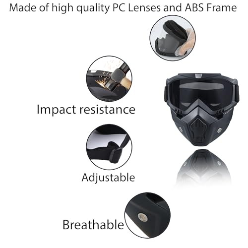 CROSSBODY Motorcycle Helmet Goggles with Removable Face Mask,Dirt Bike Motocross Eyewear Anti-UV Adjustable Riding Offroad Cycling Motorbike Protective Glasses - Image 3