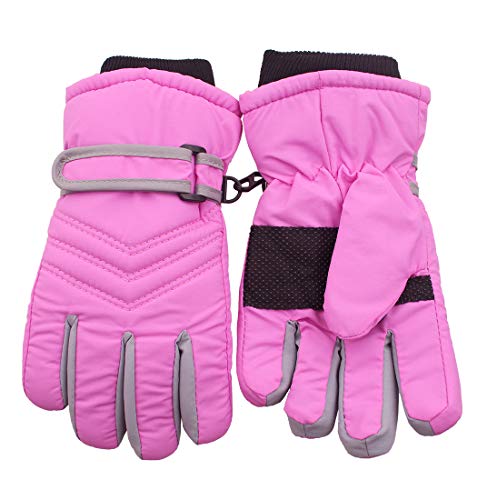 kimmyku Toddler Waterproof Winter Thinsulate Snow Ski Gloves for Kids Childs Boy Girls Light Pink 3 4 5 Years - Image 1