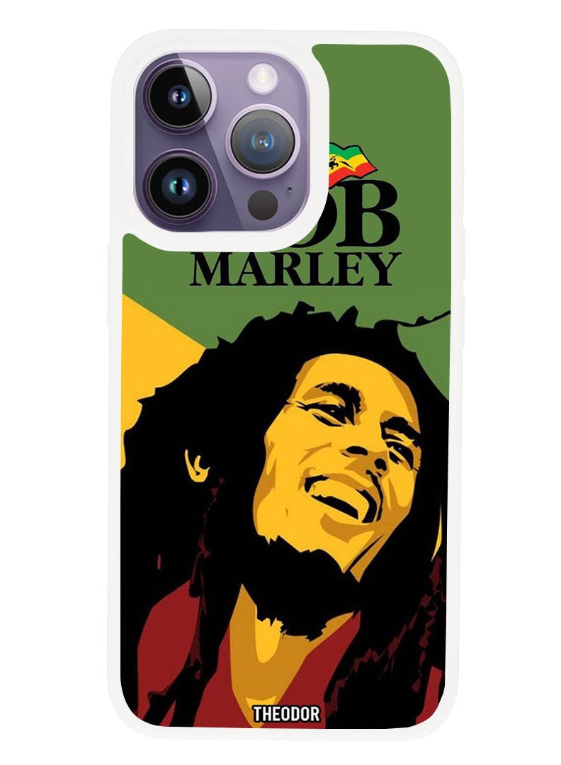 Theodor Protective Case Anti Scratch Shock Proof Cover For APPLE IPHONE 14 PRO MAX Bob Marley (White Bumper) - Image 1