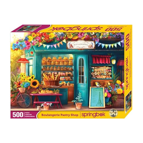 Springboks Boulangerie Pastry Shop 500 Piece Jigsaw Puzzle for Adults Will Have Your Wishing for Pasteries in This Colorful Scene of Baked Goods and Flowers - Image 5