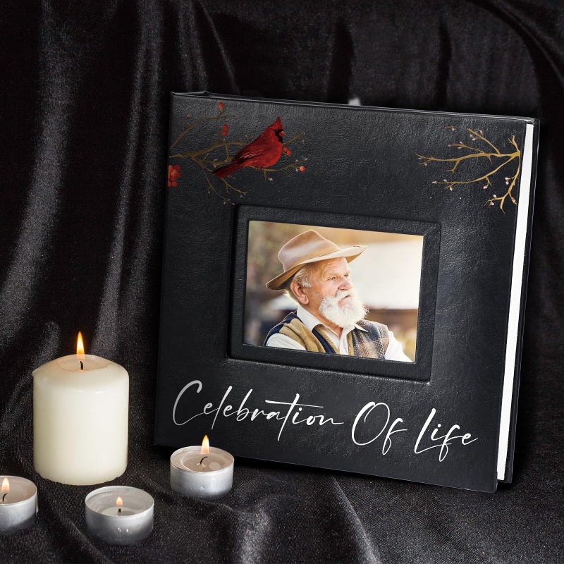ReliThick Cardinal Funeral Photo Album 4 x 6 Inch 200 Blank Pages Memorial Leather Memory Album Scrapbook for Memorial Service Celebration of Life Decor in Loving Party Supply(Celebration of Life) - Image 4