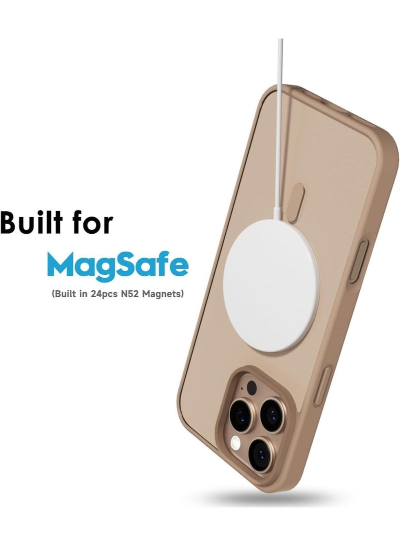 أكاليكس جراب مغناطيسي شفاف لهاتف iPhone 14 Pro، متوافق مع MagSafe، غطاء فاخر مطلي، جراب هاتف واقي شفاف ناعم من مادة TPU مقاوم للصدمات (تيتانيوم صحراوي) - Image 3