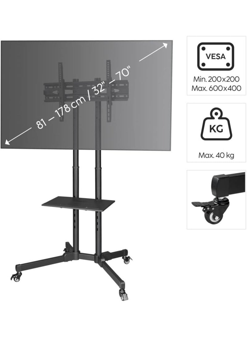 Rolling TV Cart for 32' to 65' LCD LED Plasma Flat Panel Screen | Mobile Stand with Wheels - Image 2