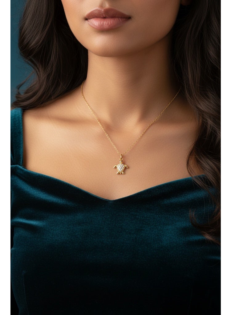 FLUFFY Women’s Necklace, Crystal Turtle Pendant - Image 1