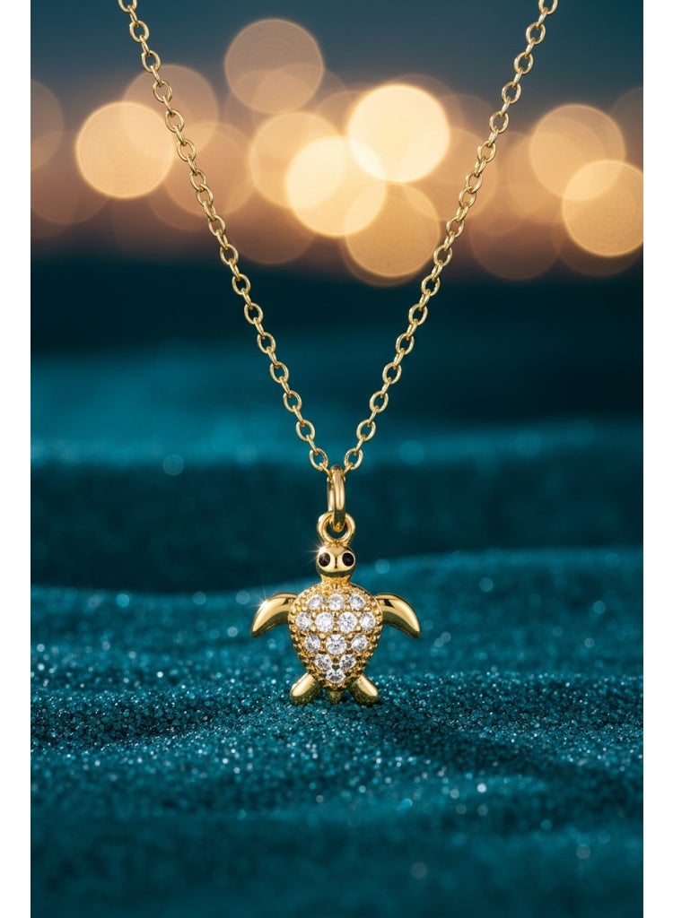 FLUFFY Women’s Necklace, Crystal Turtle Pendant - Image 2