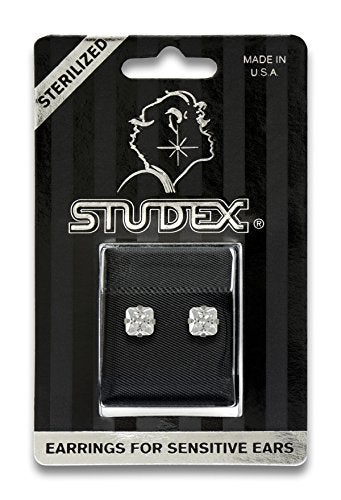 STUDEX Sensitive Cubic Zirconia Stud Earrings 6mm | Hypoallergenic and Nickel Free for Sensitive Ears | Surgical Stainless Steel Posts | High Fashion Earrings for Women and Men PR-6400W-S - Image 1