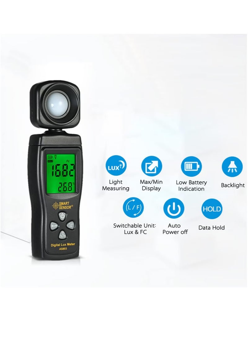 SMART SENSOR Handheld Digital Lux Meter Luminance Tester Light Meter 1-200000 Lux Tools Photometer Spectrometer Actinometer  - Image 4