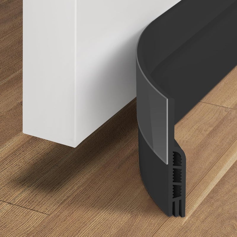 Holikme Door Draft Stopper Under Door Draft Blocker Insulator Doors Sweep Weather Stripping Noise Stopper Strong Adhesive Black - Image 2